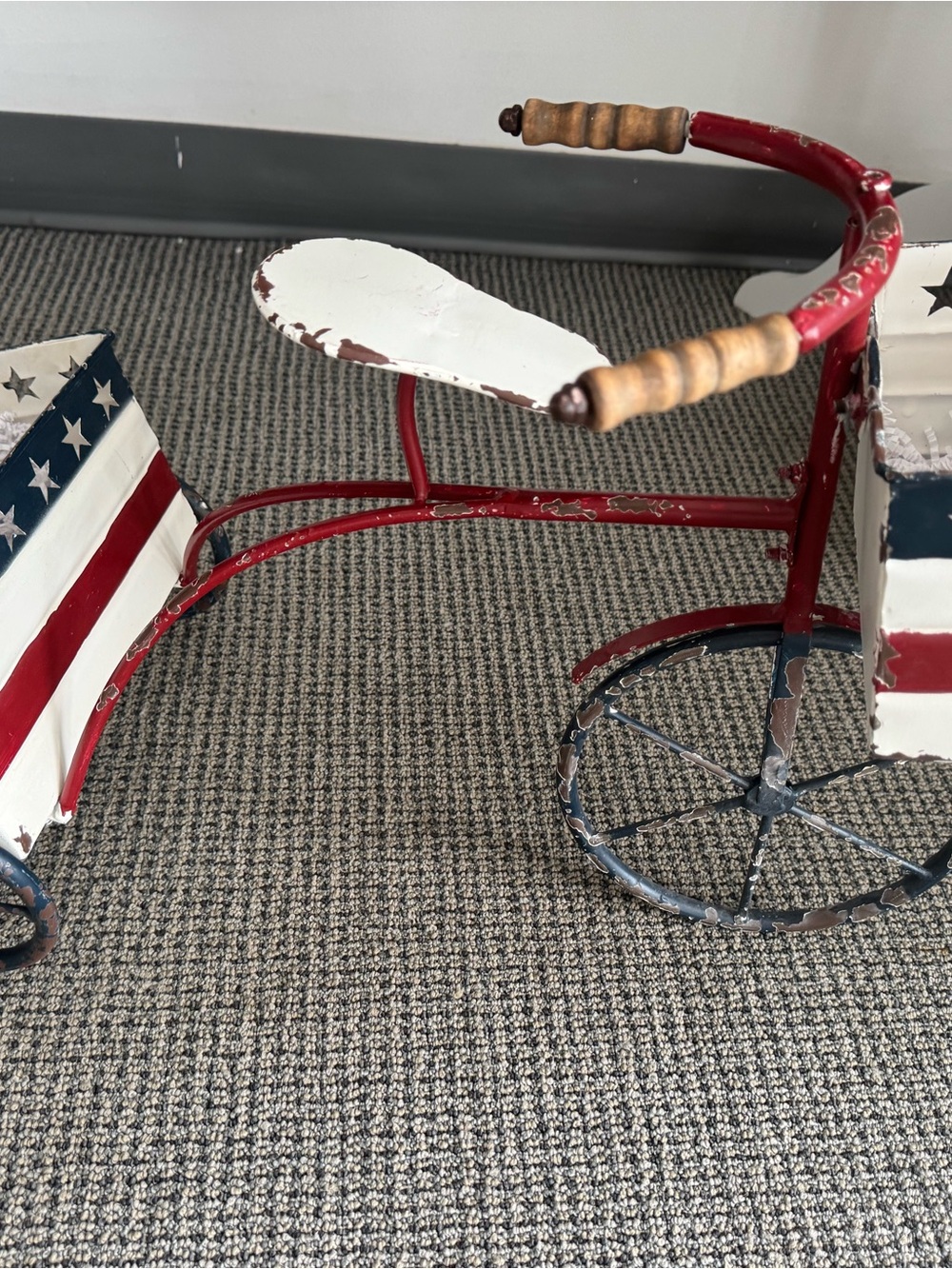 Patriotic Red & White Decorative Tricycle Planter